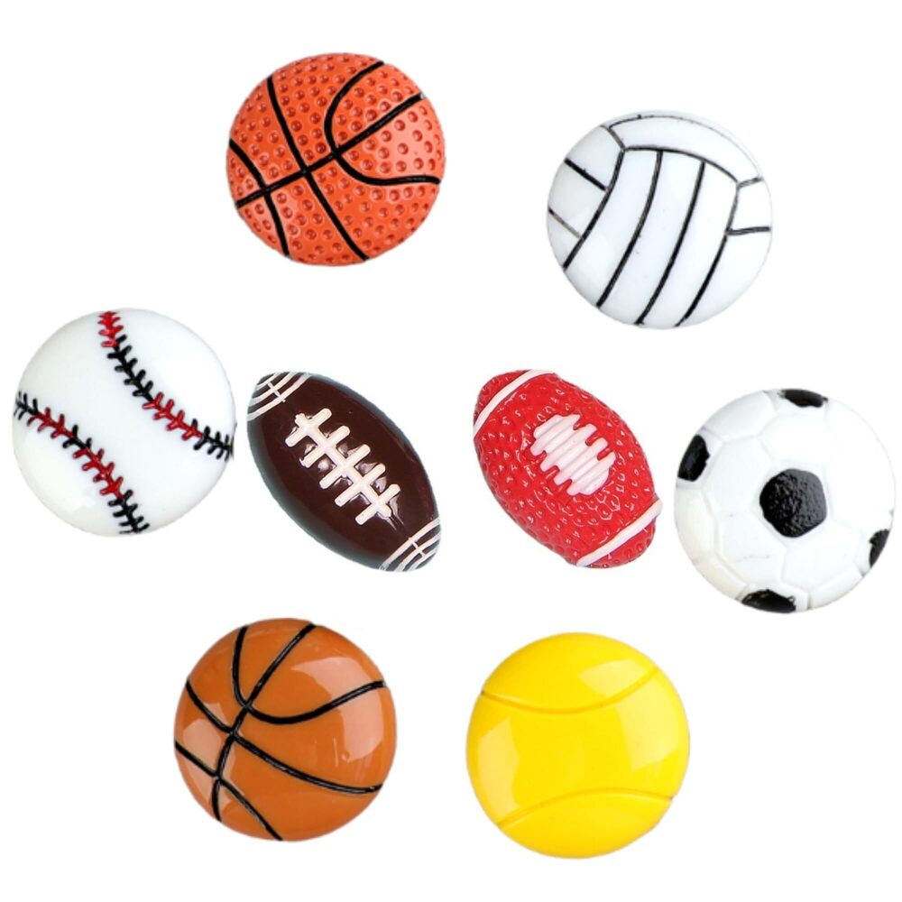3947 16 Pcs Tiny Resin Sports Ball Embellishments – 25 mm Flatback